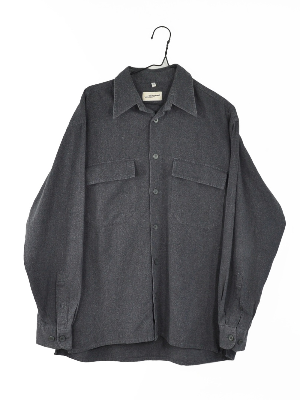 Vintage Denomme Vincent Montreal Grey Button Down Long Sleeve Wool Blend Shirt